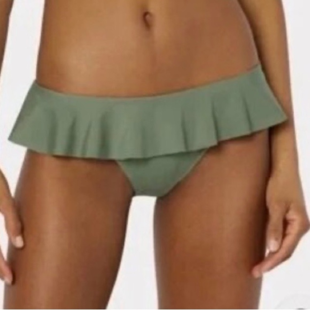 Milly Cabana Bikini Bottom Ruffle Green Women’s M Summer Beach NWT